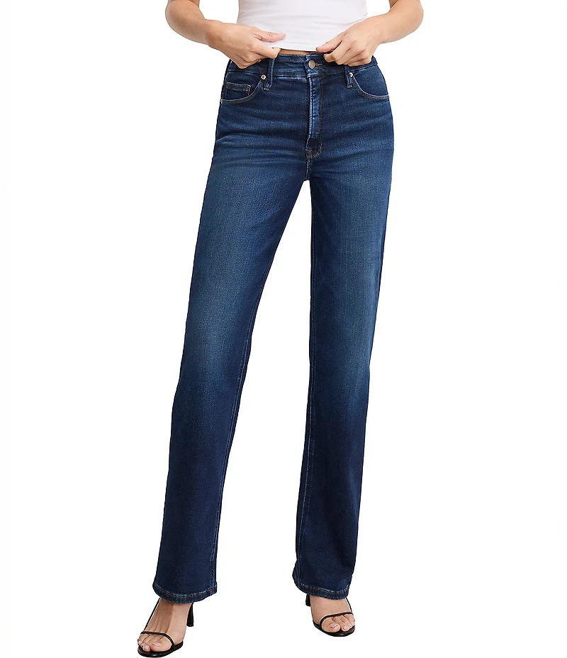 Good American Soft Tech Good True Straight Leg High Rise Denim Jeans