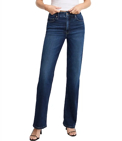 Good American Soft Tech Good True Straight Leg High Rise Denim Jeans
