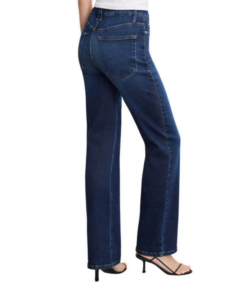 Good American Soft Tech Good True Straight Leg High Rise Denim Jeans