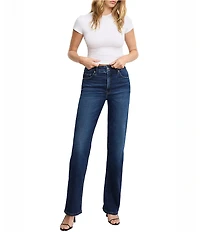 Good American Soft Tech Good True Straight Leg High Rise Denim Jeans