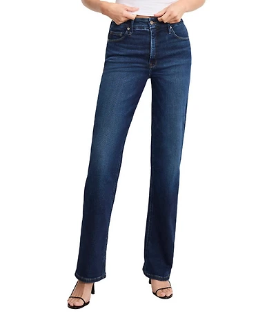 Good American Soft Tech Good True Straight Leg High Rise Denim Jeans
