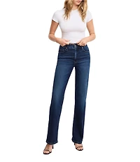 Good American Soft Tech Good True Straight Leg High Rise Denim Jeans