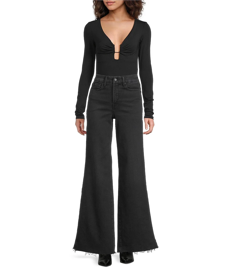 Good American Soft Tech Good Waist High Rise Wide Leg Denim Jeans