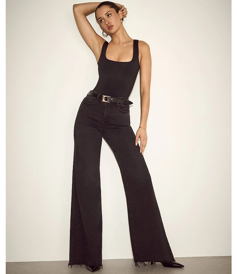 Good American Soft Tech Good Waist High Rise Wide Leg Denim Jeans