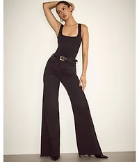 Good American Soft Tech Good Waist High Rise Wide Leg Denim Jeans