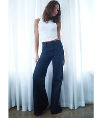 Good American Soft Tech Good Waist High Rise Wide Leg Denim Jeans
