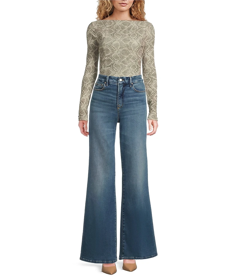 Good American Soft Tech Good Waist Palazzo Jeans