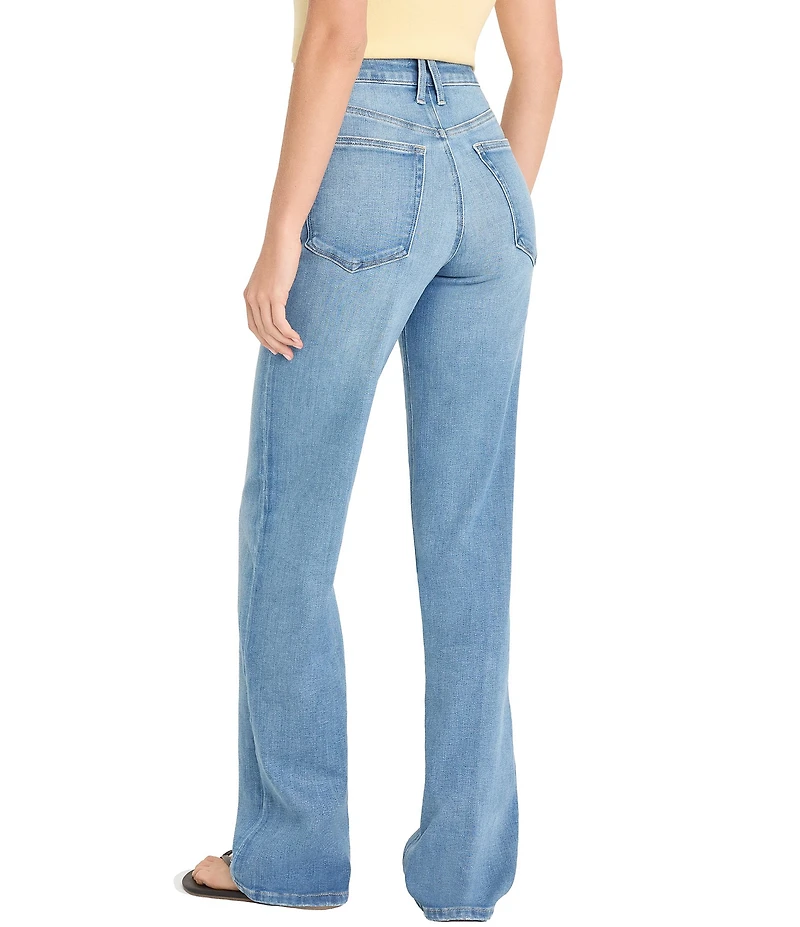 Good American Soft Tech High Rise Good True Straight Leg Denim Jeans