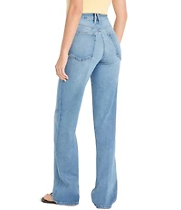Good American Soft Tech High Rise Good True Straight Leg Denim Jeans