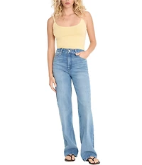Good American Soft Tech High Rise Good True Straight Leg Denim Jeans