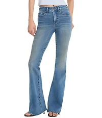 Good American Soft Tech Mid Rise Good Legs Flare Denim Jeans