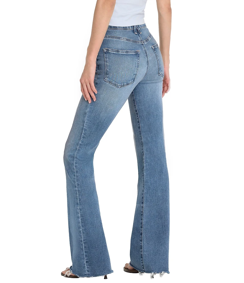 Good American Soft Tech Mid Rise Good Legs Flare Denim Jeans