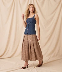 Good American Square Neck Sleeveless Button Front Coordinating Denim Top