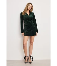 Good American Stretch Velvet Exec Double Breasted Mini Blazer Dress