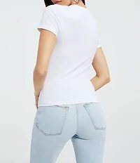 Good American Super Stretch Crew Neck Short Sleeve Baby Tee