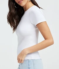 Good American Super Stretch Crew Neck Short Sleeve Baby Tee