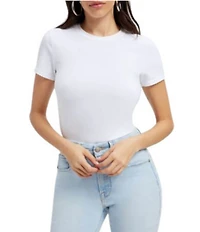 Good American Super Stretch Crew Neck Short Sleeve Baby Tee