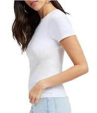 Good American Super Stretch Crew Neck Short Sleeve Baby Tee
