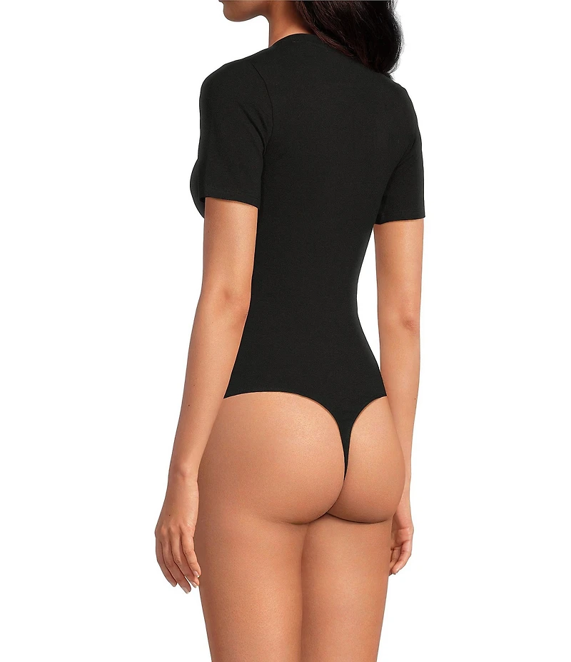 Good American Super Stretch Deep V Short Sleeve Bodysuit