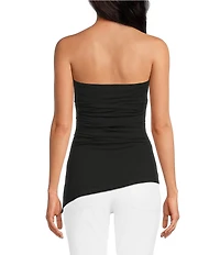 Good American Super Stretch Jersey Strapless Asymmetrical Hem Tube Top