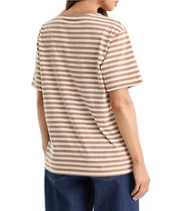 Good American The Oversized Striped Crew Neck Short Sleeve Tee