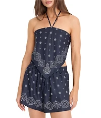 Good American The Recess Bandana Print Tie Neck Sleeveless Coordinating Top