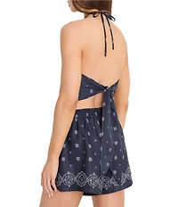 Good American The Recess Bandana Print Tie Neck Sleeveless Coordinating Top