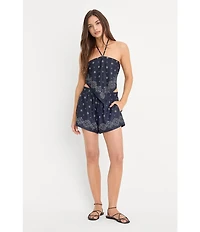Good American The Recess Bandana Print Tie Neck Sleeveless Coordinating Top