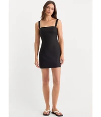 Good American The Structured Square Neck Sleeveless Mini Dress