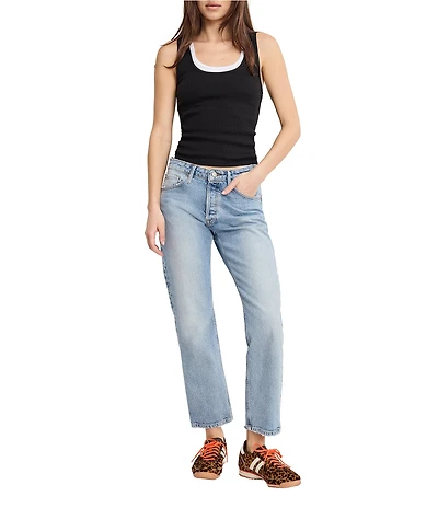 Good American Vintage Straight Ankle Mid Rise Denim Jeans