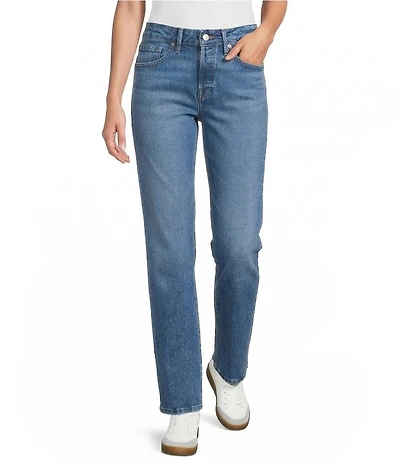 Good American Vintage Straight Ankle Mid-Rise Denim Jeans