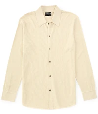 Goodlife Slim Fit Mini Waffle Knit Long Sleeve Button-Front Shirt