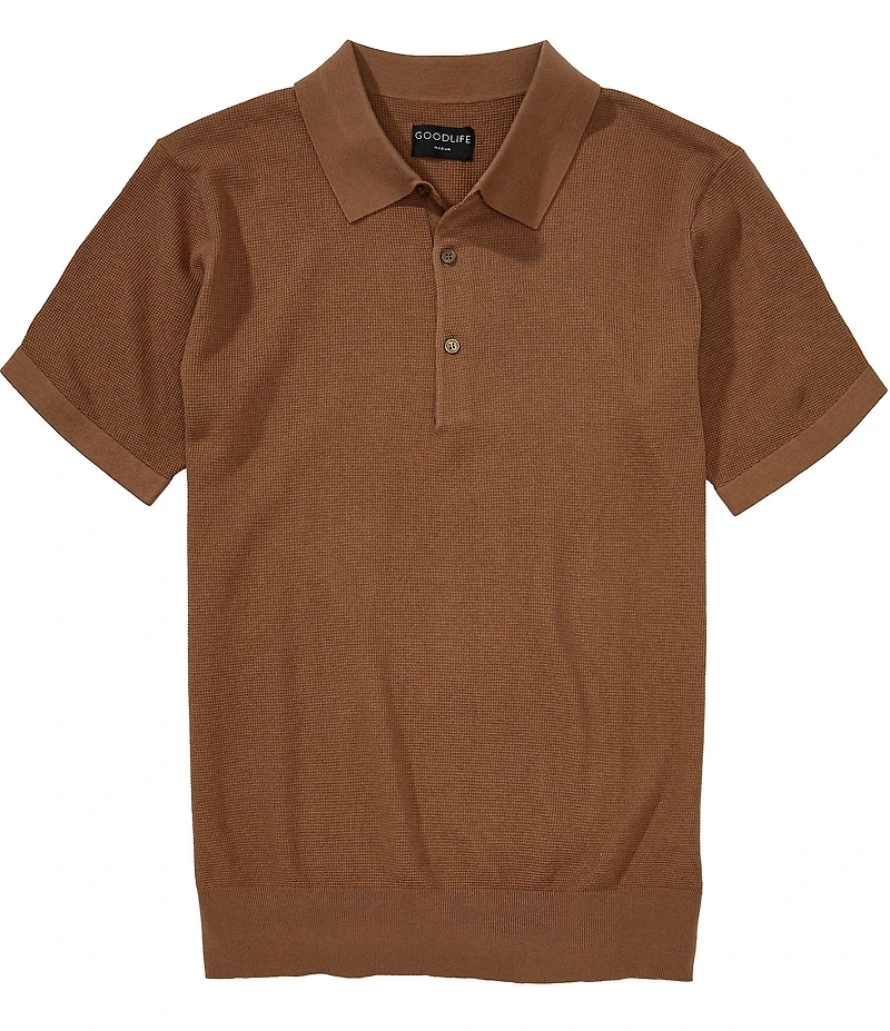 Goodlife Solid Waffle Short Sleeve Polo Shirt