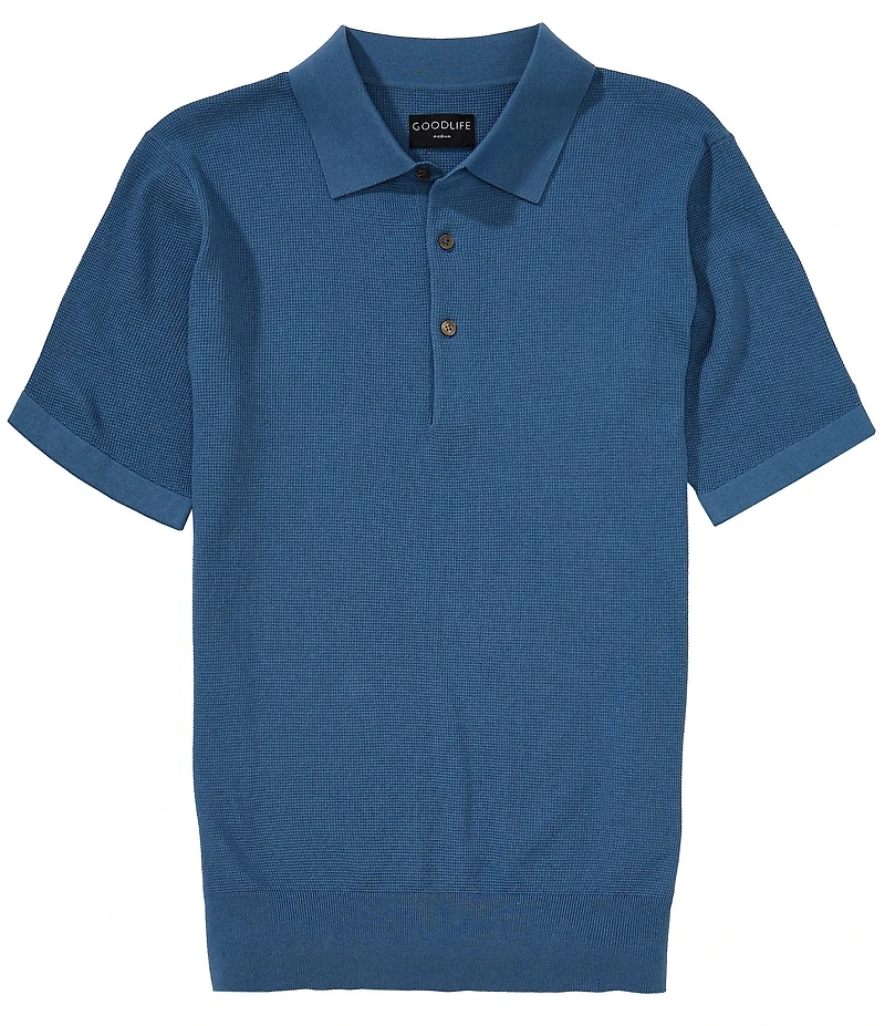 Goodlife Solid Waffle Short Sleeve Polo Shirt