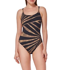 Gottex Desert Queen Striped Scoop Neck Tank One Piece Swimsuit