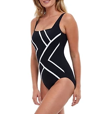 Gottex Mirage Square Neck Tummy Control One Piece Swimsuit