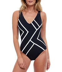 Gottex Mirage V-Neck Tummy Control One Piece Swimsuit