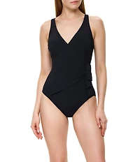 Gottex Modern Muse Plunge V-Neck Surplice One Piece Swimsuit
