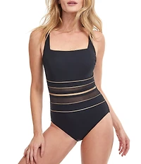 Gottex Onyx Square Neck Tummy Control One Piece Swimsuit