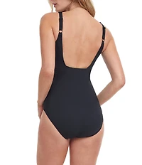 Gottex Onyx Square Neck Tummy Control One Piece Swimsuit