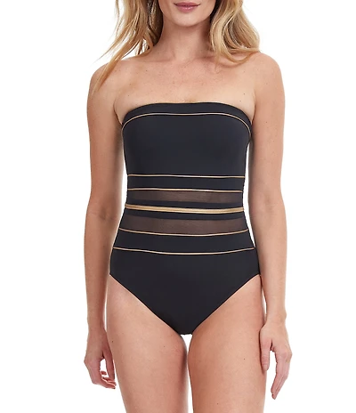 Gottex Onyx Tummy Control Bandeau One Piece Swimsuit