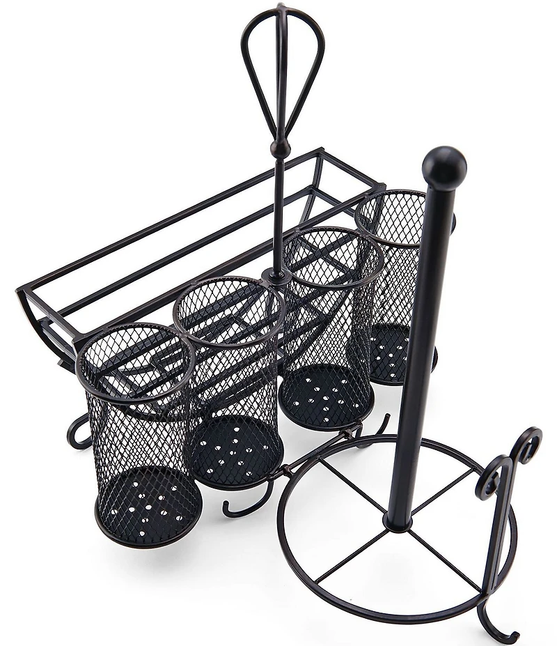 Gourmet Basics by Mikasa Avilla Picnic Plate Napkin and Flatware Storage Caddy with Paper Towel Holder