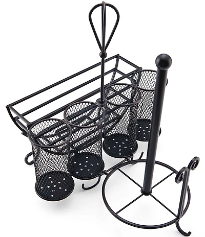 Gourmet Basics by Mikasa Avilla Picnic Plate Napkin and Flatware Storage Caddy with Paper Towel Holder