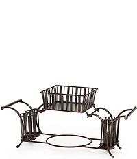 Gourmet Basics by Mikasa Band and Stripe Metal Hostess Flatware Napkin and Plate Buffet Caddy