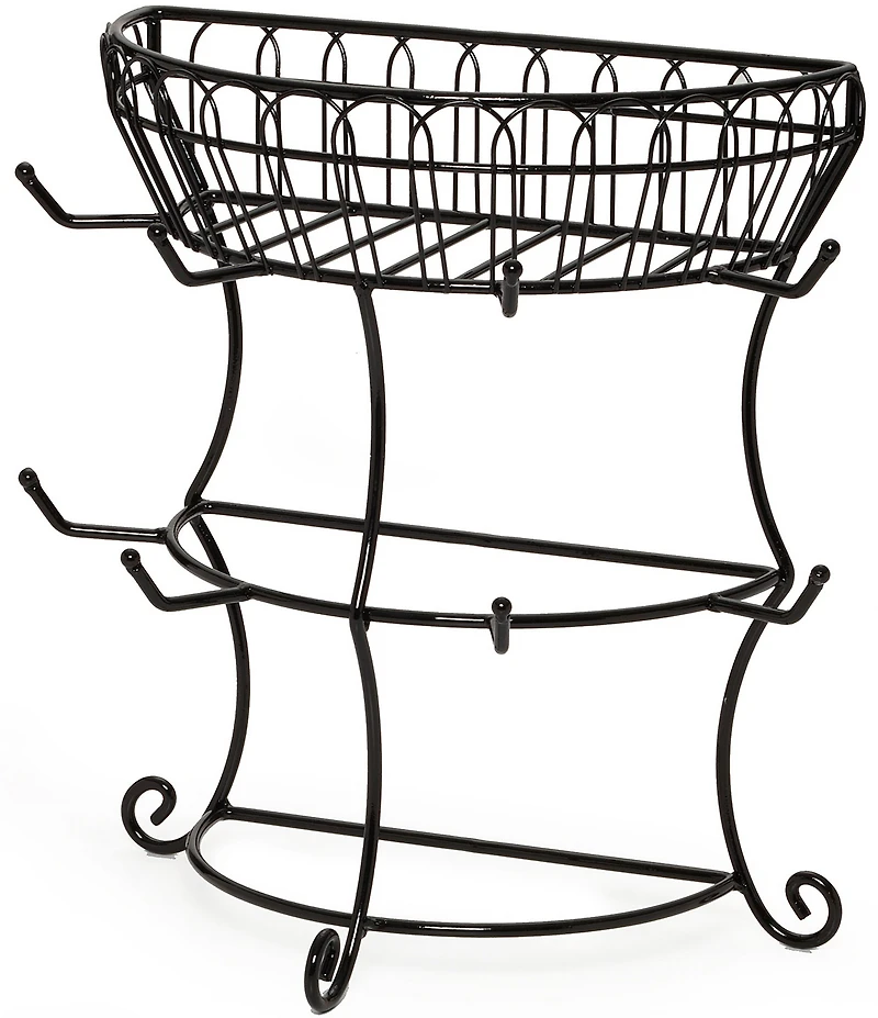 Gourmet Basics by Mikasa French Countryside Metal Mug Tree with Storage Basket
