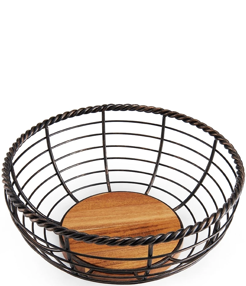 Gourmet Basics by Mikasa Rope Round Wrought Iron & Wood Fruit Basket