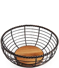 Gourmet Basics by Mikasa Rope Round Wrought Iron & Wood Fruit Basket