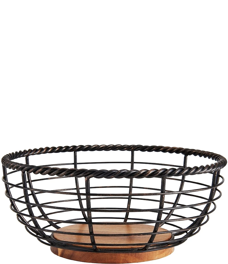 Gourmet Basics by Mikasa Rope Round Wrought Iron & Wood Fruit Basket