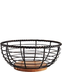 Gourmet Basics by Mikasa Rope Round Wrought Iron & Wood Fruit Basket