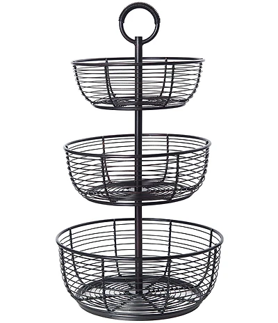 Gourmet Basics by Mikasa Spindle 3-Tier Round Wrap Basket